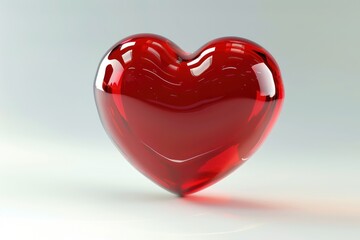 Wall Mural - a realistic 3d red heart emoji icon with a glossy finish floating