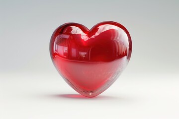 Wall Mural - red heart emoji icon with a glossy finish floating above a plain white background