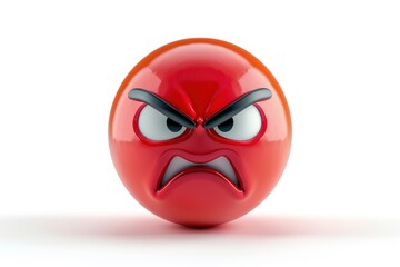 a red angry face emoji icon with a shiny realistic texture background