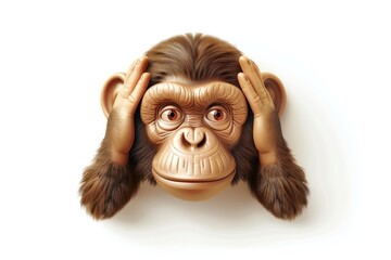 Wall Mural - evil monkey emoji icon with a shiny realistic texture isolated on a white background