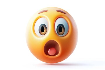 Wall Mural - shocked face emoji icon with a realistic glossy finish isolated on a white background