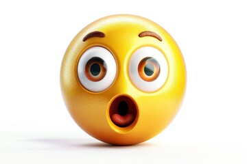 Wall Mural - shocked face emoji icon with a realistic texture and a glossy finish isolated on a white background