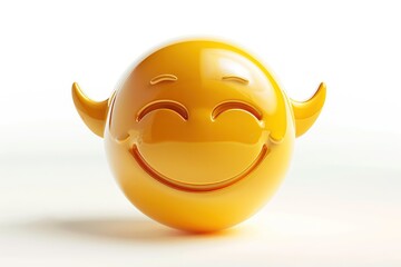 Wall Mural - a smiling face with halo emoji icon finish isolated on a white background