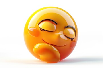 Wall Mural - a thinking face emoji icon with a glossy surface isolated background