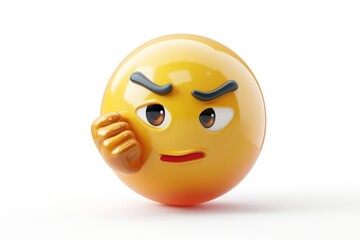Wall Mural - a thinking face emoji icon a glossy surface isolated on a white background