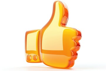 Wall Mural - a thumbs down emoji icon glossy reflective surface isolated on a white background