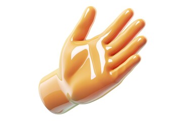 Wall Mural - waving hand emoji icon with a shiny finish isolated on a white background