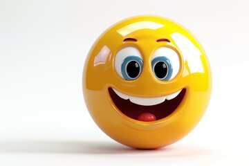 Wall Mural - zany face emoji icon with a glossy surface isolated on a white background