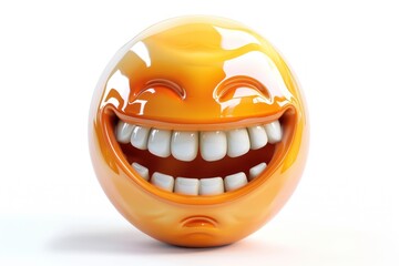 Wall Mural - a zany face emoji icon with a glossy isolated on a white background