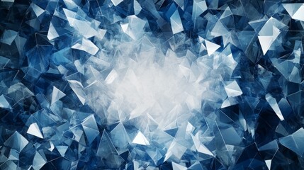 Wall Mural - Abstract blue and white background with 3d ice crystal shapes.