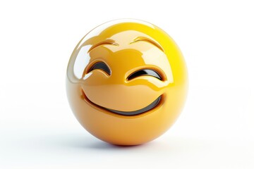 Wall Mural - a winking face emoji icon glossy surface isolated on a white background