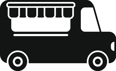 Poster - Simple vector icon of a food truck, often used for mobile food services