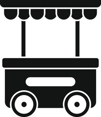 Wall Mural - Simple vector icon of a mobile food cart with awning, perfect for representing street food vendors