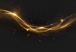 © FrameFinesse - Luminous gold wavy line light line golden wave lights Golden stars dust trail sparkling particles is