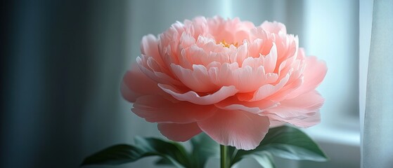 Wall Mural - Close-up of a delicate pink peony flower with soft petals.