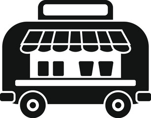 Poster - Black silhouette of a food truck selling street food isolated on a white background