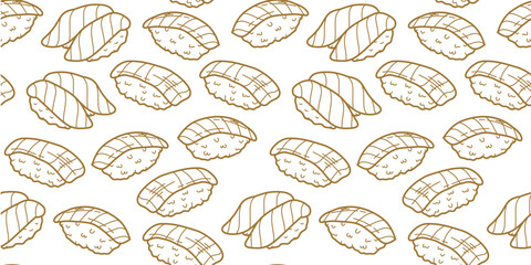 Wall Mural - sushi pattern background. Japanese food seamless pattern background. sushi seamless pattern background. doodle sushi pattern background.