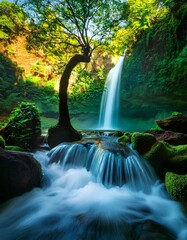 Wall Mural - waterfall in the forest