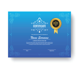 Wall Mural - Blue achievement certificate best award diploma
