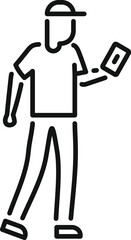 Poster - delivery man is walking and checking directions on a map app