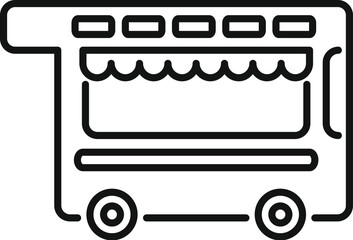 Canvas Print - Simple line icon of a food truck selling street food, perfect for use in any project needing a touch of urban flavor