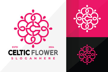 Wall Mural - Letter C Celtic Flower Logo Icon Vector Design. Creative simple logos designs illustration