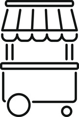 Poster - this simple, clean line art icon represents a street food cart, ready to serve hungry customers at a