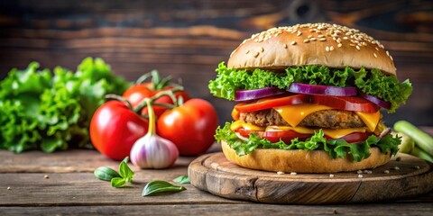 Delicious vegetarian burger made with fresh ingredients