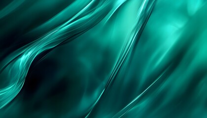 Close-up of flowing emerald green satin fabric creating elegant, abstract waves and folds.