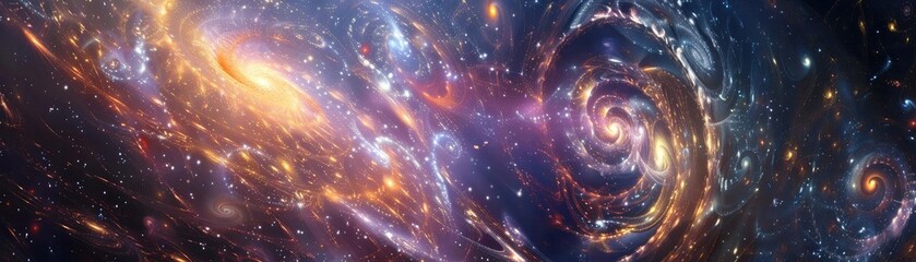 Wall Mural - a breathtaking cosmic scene filled with colorful galaxies, stars, and swirling nebulae, perfect for 