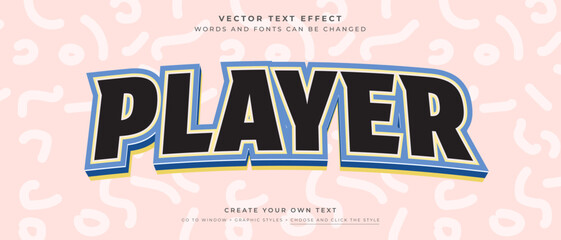 Fototapete - Team player text effect on abstract pattern background, soft color vector graphic style