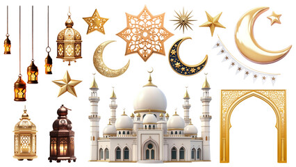 Wall Mural - Ramadan png element set, transparent background