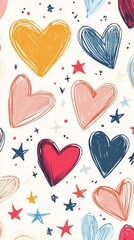 Wall Mural - A colorful pattern of hearts and stars