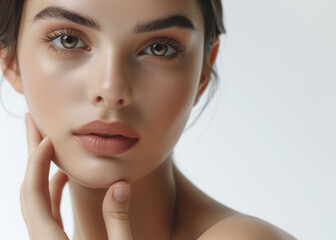 Close-Up of a Beautiful Young Woman with Radiant, Healthy Skin