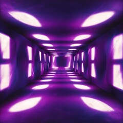 Wall Mural - Background of empty room with spotlights and lights, abstract purple background with neon glow