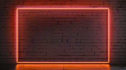 Wall Mural - Vibrant Orange Neon Pulse Sign, glowing frame exuding warmth, dynamic energy, captivating design, perfect for enhancing modern decor and lively environments.