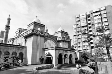 Canvas Print - Taipei Grand Mosque. Black and white retro style.