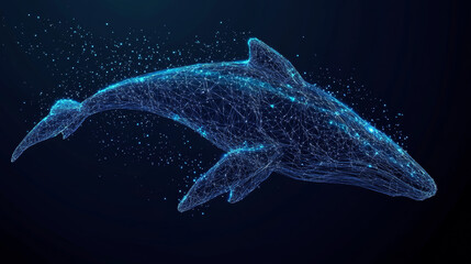 Poster - polygonal blue whale. digital marine animal concept in low poly style. vector illustration featuring