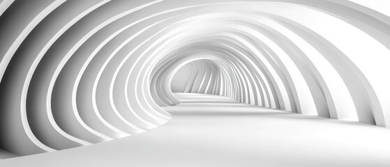 Wall Mural - Abstract White Architectural Tunnel with Curved Walls