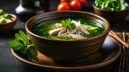 Wall Mural - Filipino main dish Tinola isolated on a plate, served exquisitely can be a concept for advertisement background