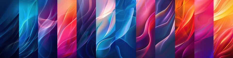 Wall Mural - Colorful gradient vector art featuring abstract hills and mountains.