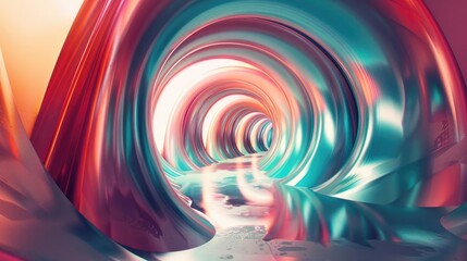 Poster - A vibrant abstract tunnel with flowing shapes and colors, creating an immersive and surreal visual experience.