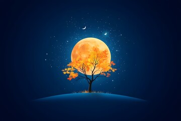 full moon flat design top view halloween night theme animation complementary color scheme.,