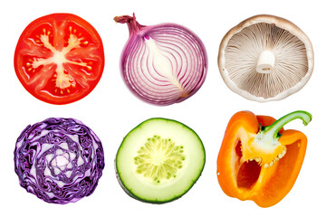 Poster - Half vegetable png element set, transparent background