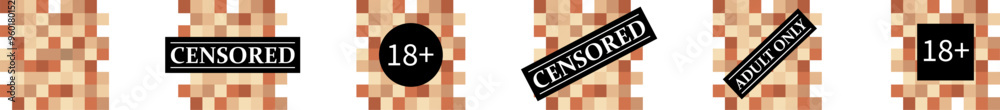 The concept of censorship of the black censor. Censored mosaic sign 18 ...