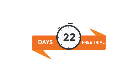 22 days free trial Countdown number banner templates. time icon. Vector Illustration 
