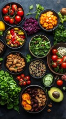 Poster - Healthy Food Photo - Colorful Salad Ingredients with Nuts, Seeds, and Vegetables