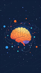 Sticker - A colorful brain is surrounded by a galaxy of stars