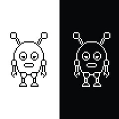 Fototapete - robot 8 bit icon scientist Pixel art 8-bit for game