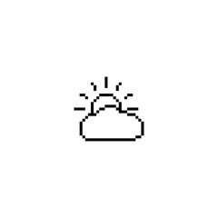 Poster - pixel art sun and cloud weather vector icon pixel element for 8 bit game